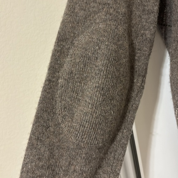 Mens J.Crew 100% Lambs Wool Argyle Elbow Patch Zip-up Cardigan Fisherman Sweater - Picture 5 of 5